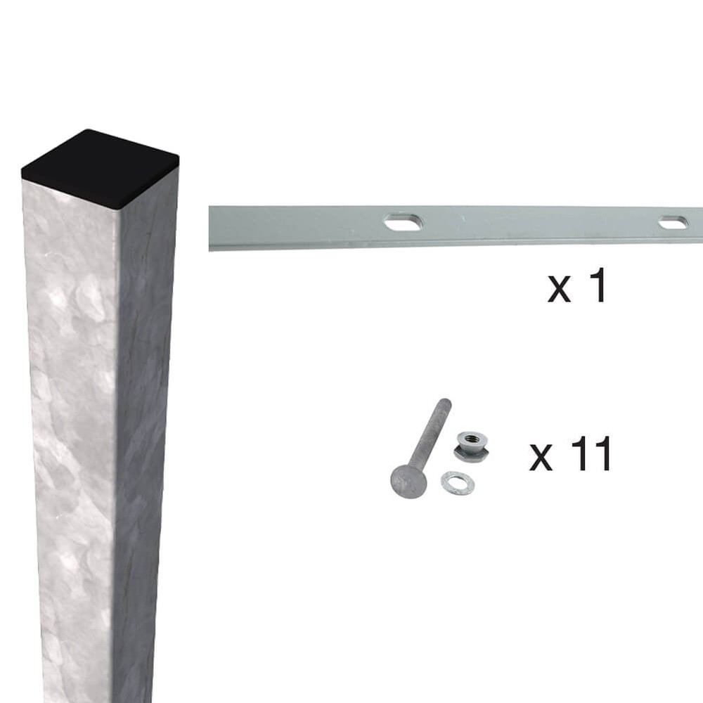 358 I/Mediate Post- Clips & Bar For 3.0m Galv. Post 80 x 80 x 3mm - 4.0m Long