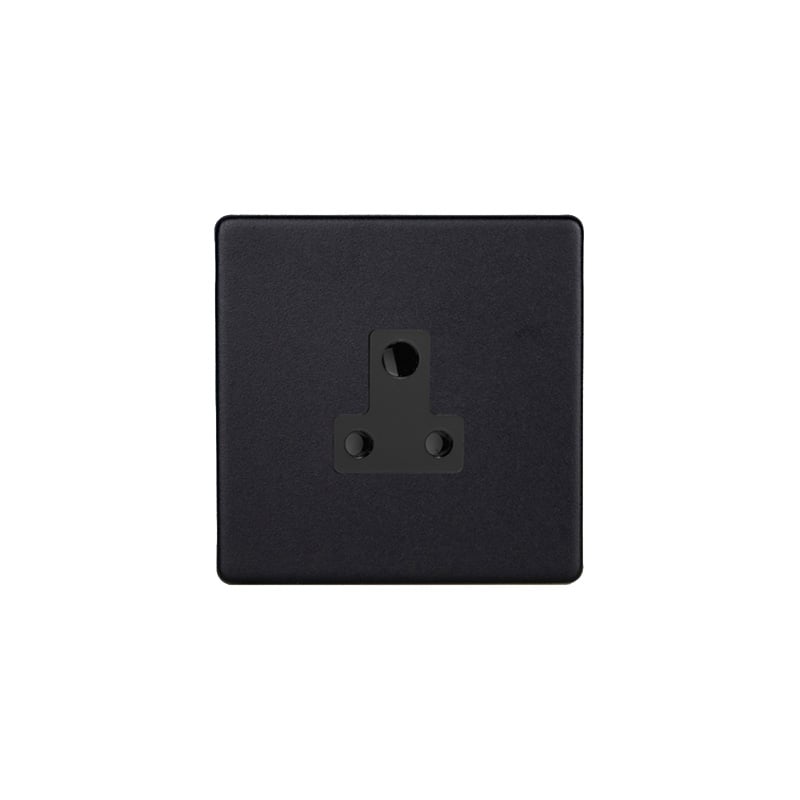 Varilight Urban 1G 5A Round Pin Socket Matt Black Screw Less Plate