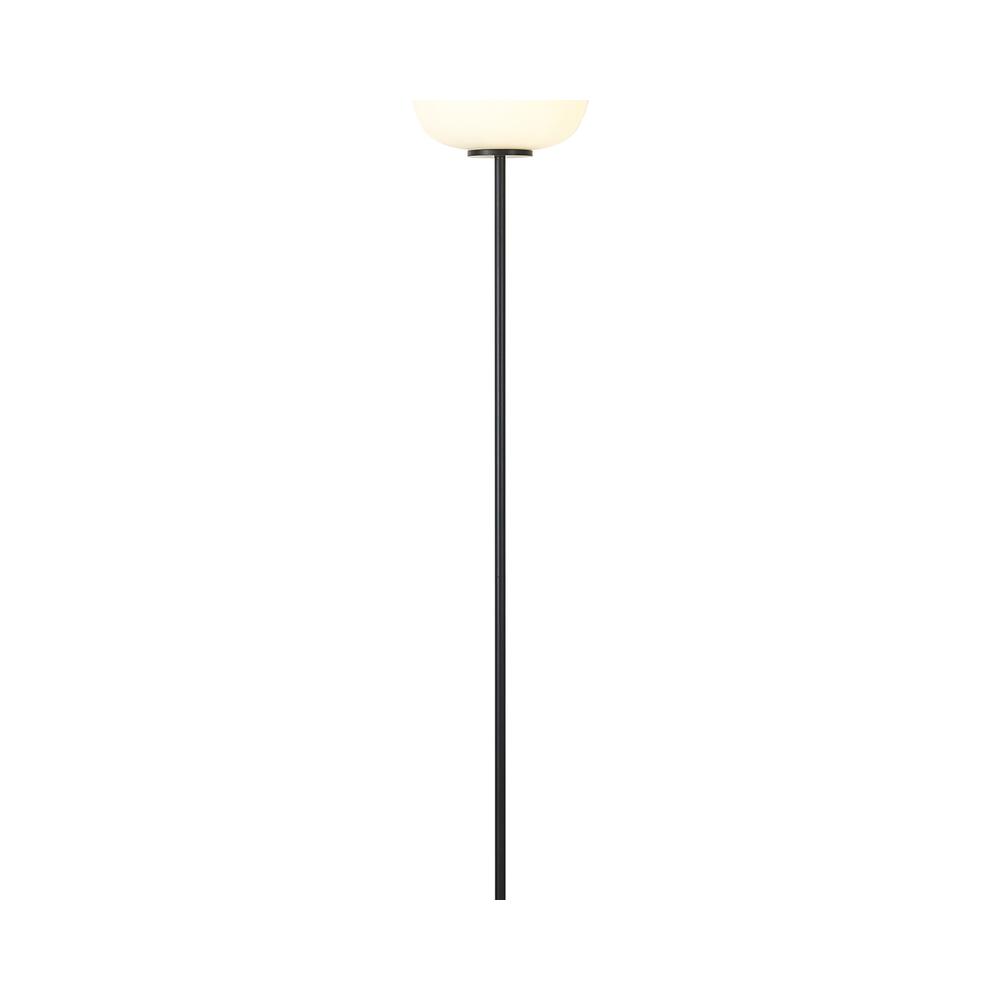 Luxuria Lumina Medium Oval Ball Floor Lamp E27 Matt Black Base With Frosted White Glass Globe