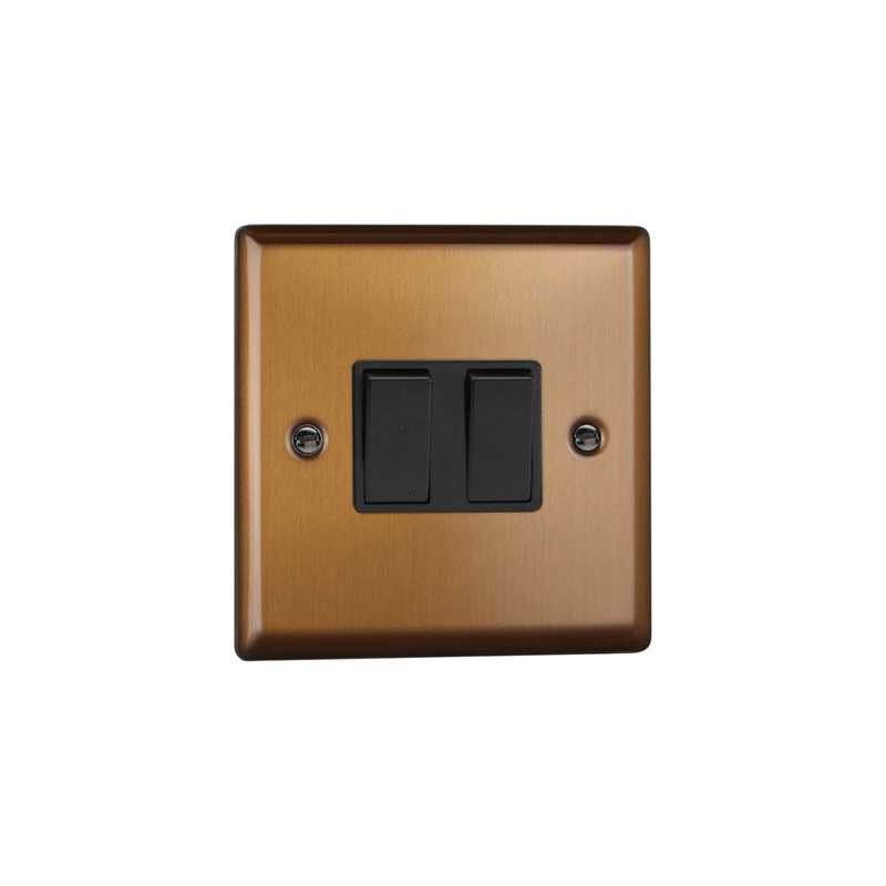 Varilight Urban 10A 2G Rocker Switch Brushed Bronze (Standard Plate)