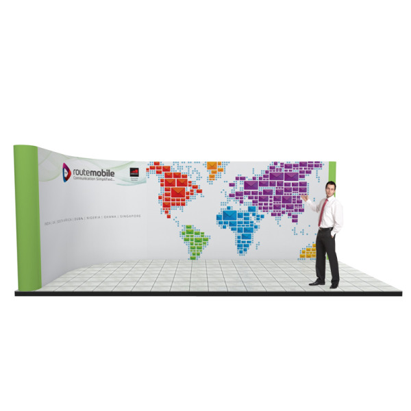 6m x 3m Linked Pop Up L Shaped Exhibition Stand