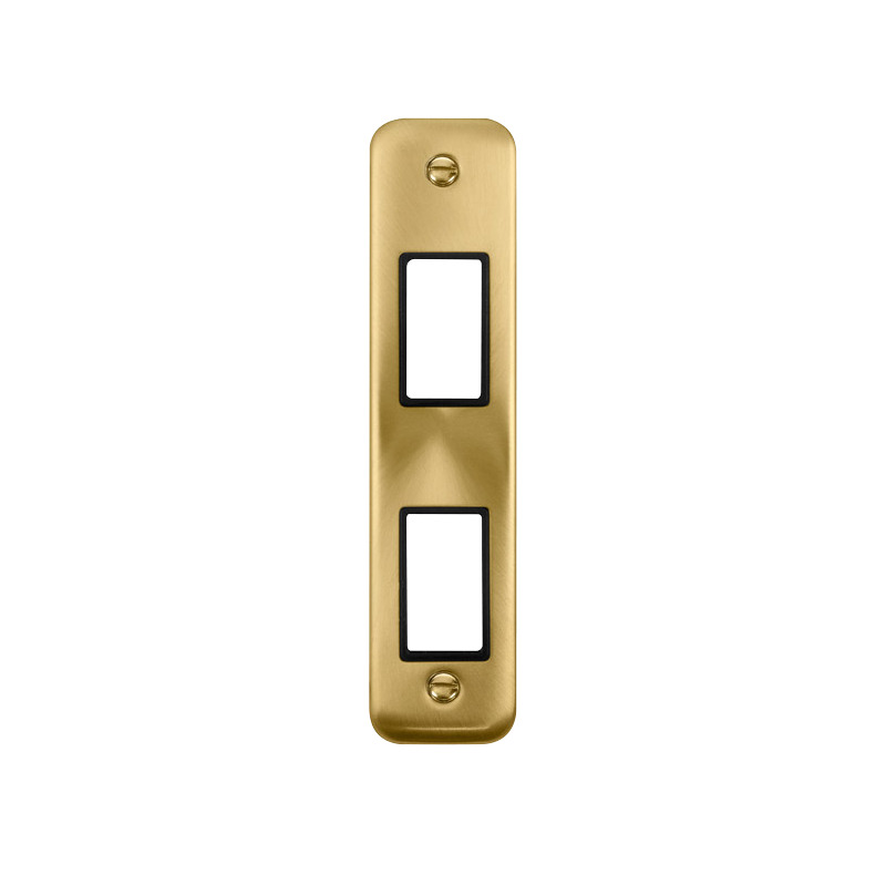 Click Deco Plus MiniGrid 2 Aperture Architrave Face Plate Satin Brass Black Inserts