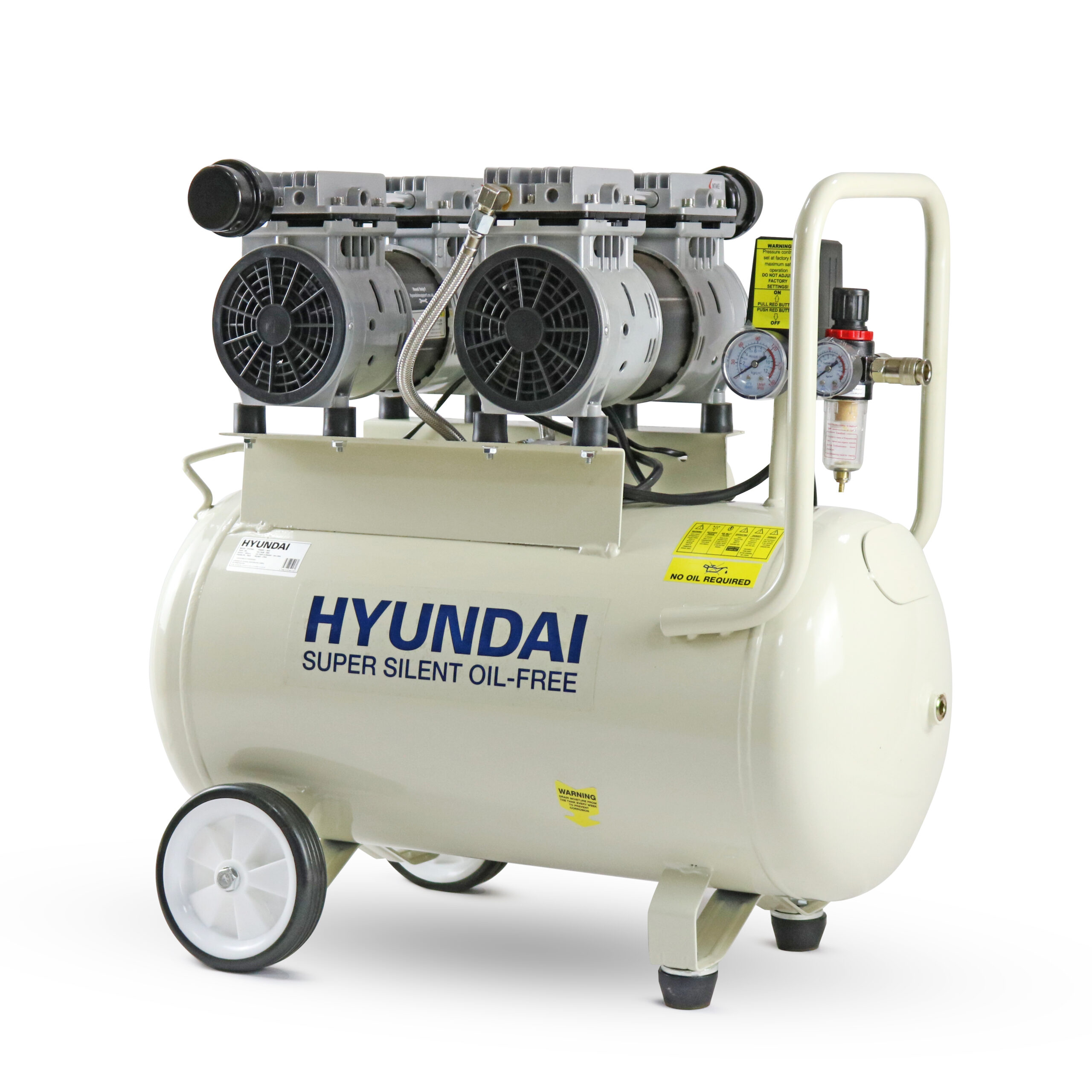 Hyundai HY27550X 50 Litre Air Compressor, 11CFM/100psi, Oil Free, Low Noise, Electric 2hp