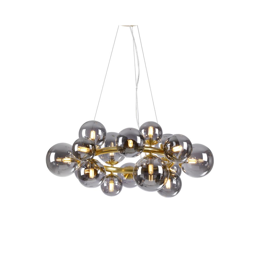 Luxuria Thorne 70cm Circular Pendant 16xG9 Satin Gold Smoke Plated Glass