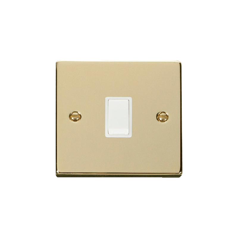 Click Deco 20A 1 Gang DP Switch Polished Brass Insert White