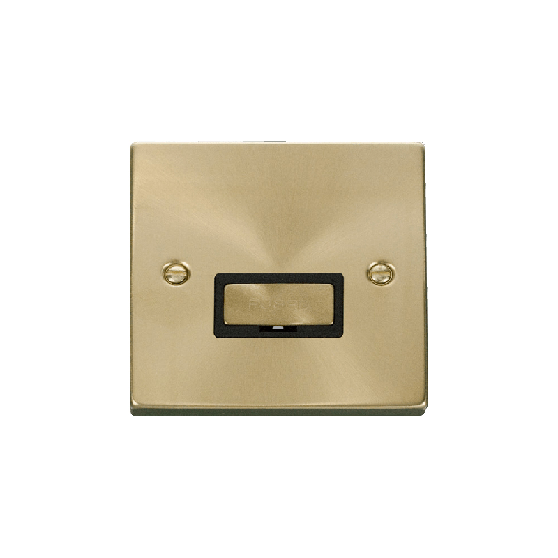 Click Deco 13A Fused 'Ingot' Connection Unit Satin Brass Insert Black