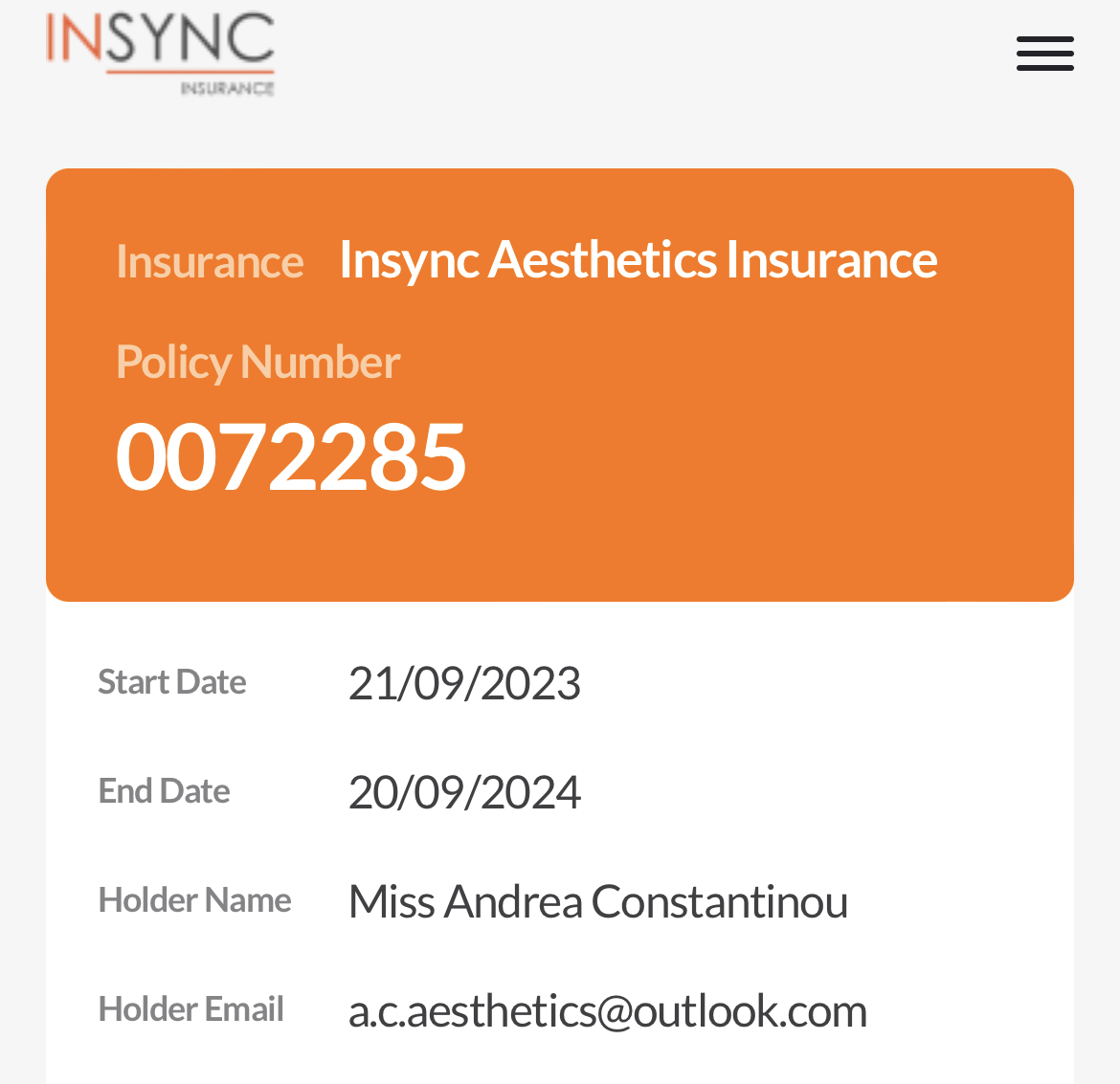 Insync Aesthetics Insurance