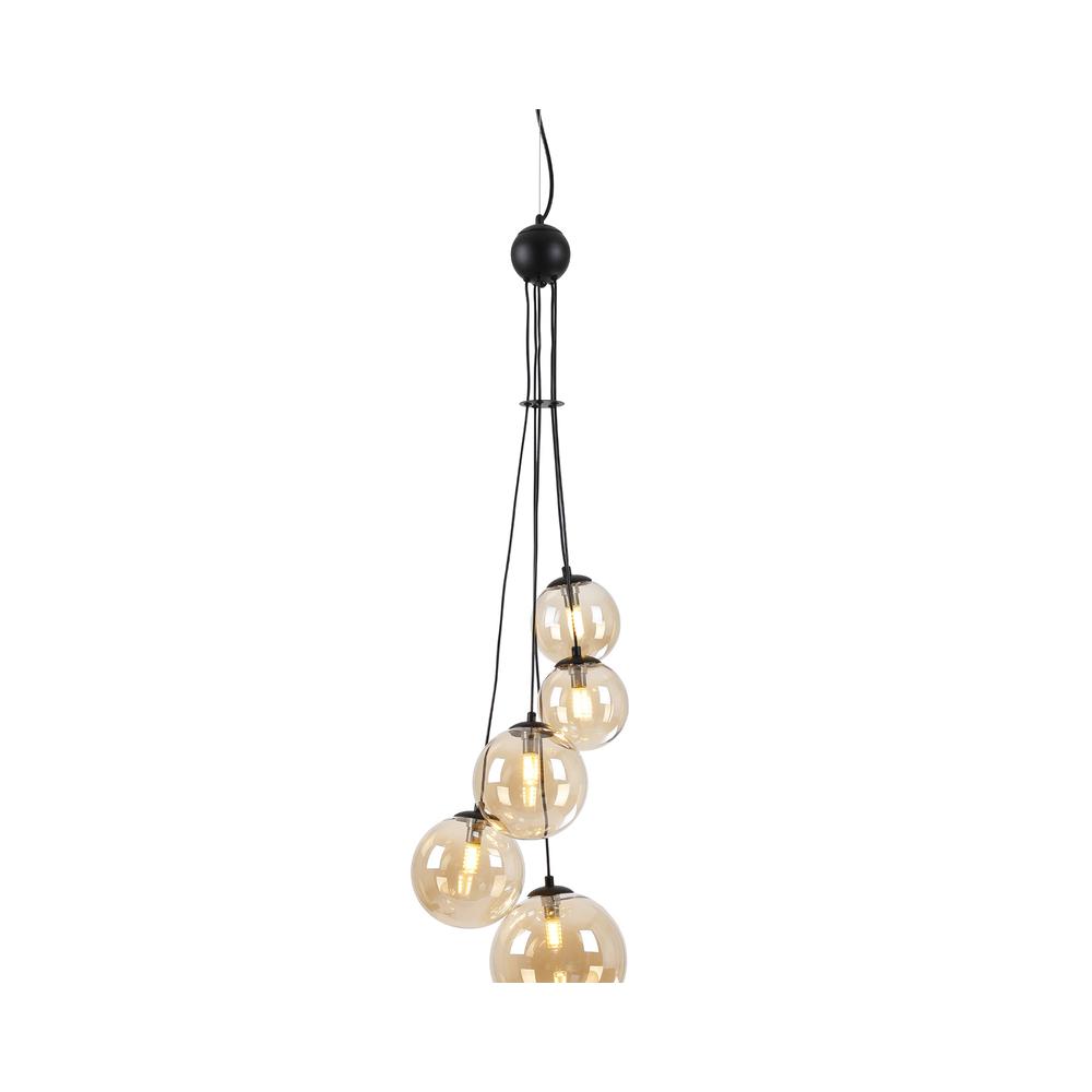 Luxuria Thorne 27cm Pendant 5xG9 Satin Black Amber Plated Glass