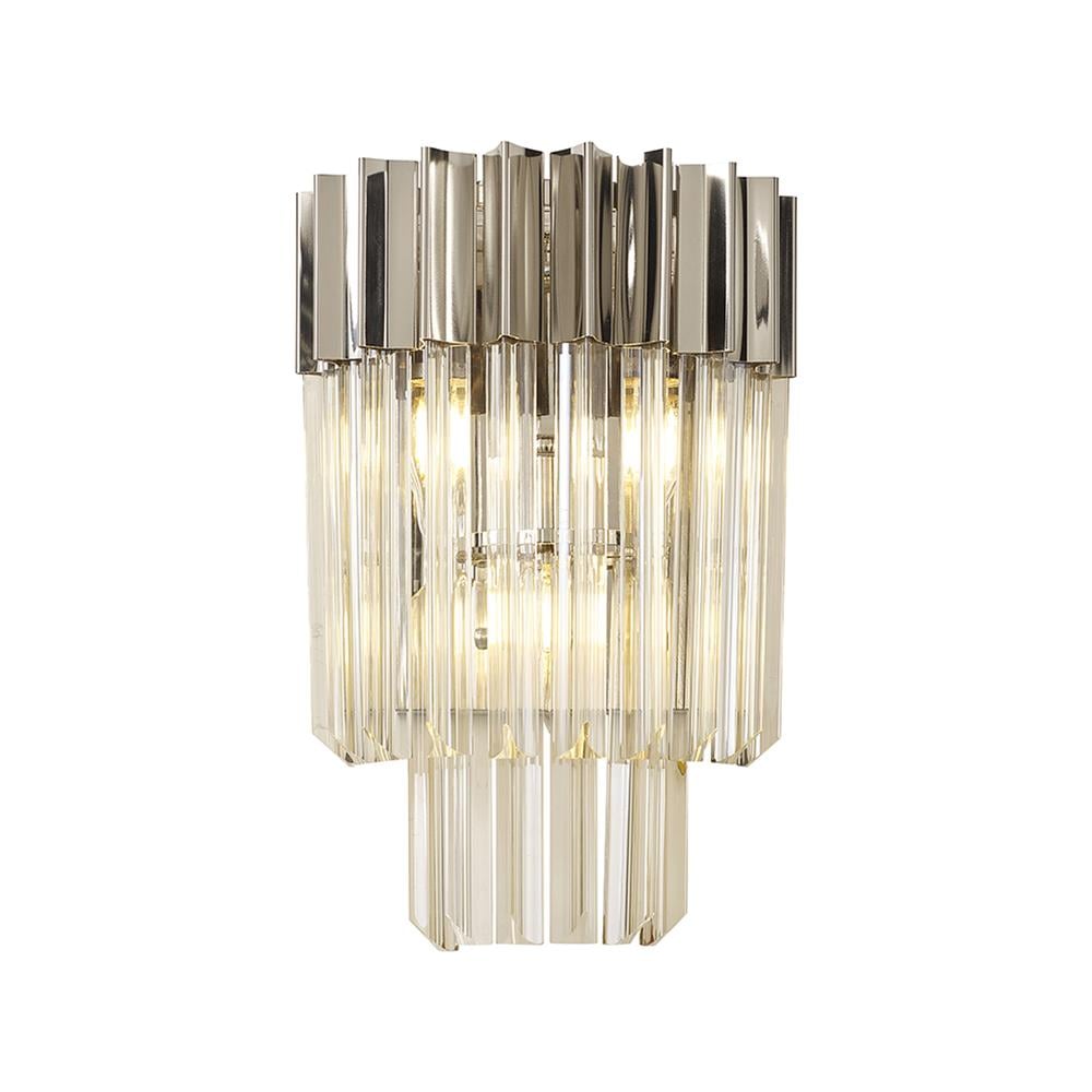 Luxuria Osiris 27.5xH41cm Wall 3 Light E14 Polished Nickel / Cognac Sculpted Glass