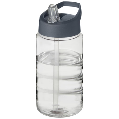 H2O ACTIVE® BOP 500 ML SPOUT LID SPORTS BOTTLE in Clear Transparent & Storm Grey.