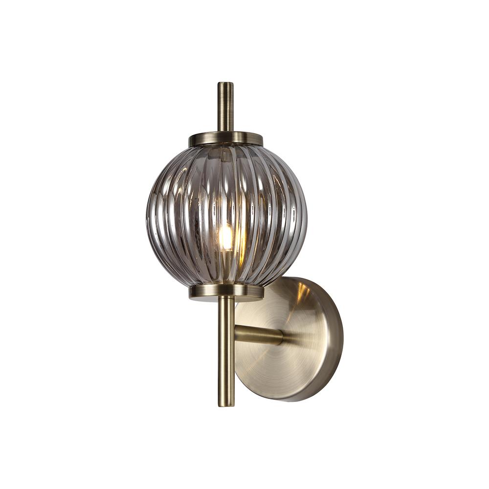 Luxuria Elysium Wall Light 1xG9 Antique Brass/Smoked Glass