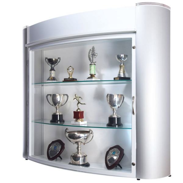 Modern Wall Mounted 3 Shelf Lockable Trophy Showcase