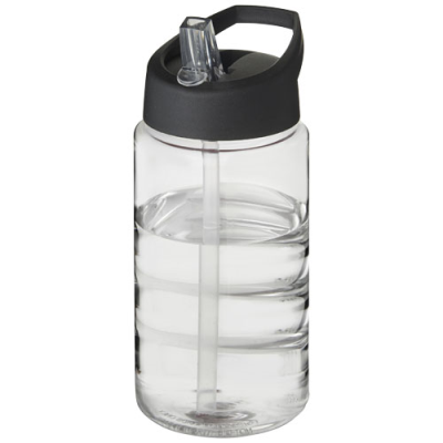 H2O ACTIVE® BOP 500 ML SPOUT LID SPORTS BOTTLE in Clear Transparent & Solid Black.