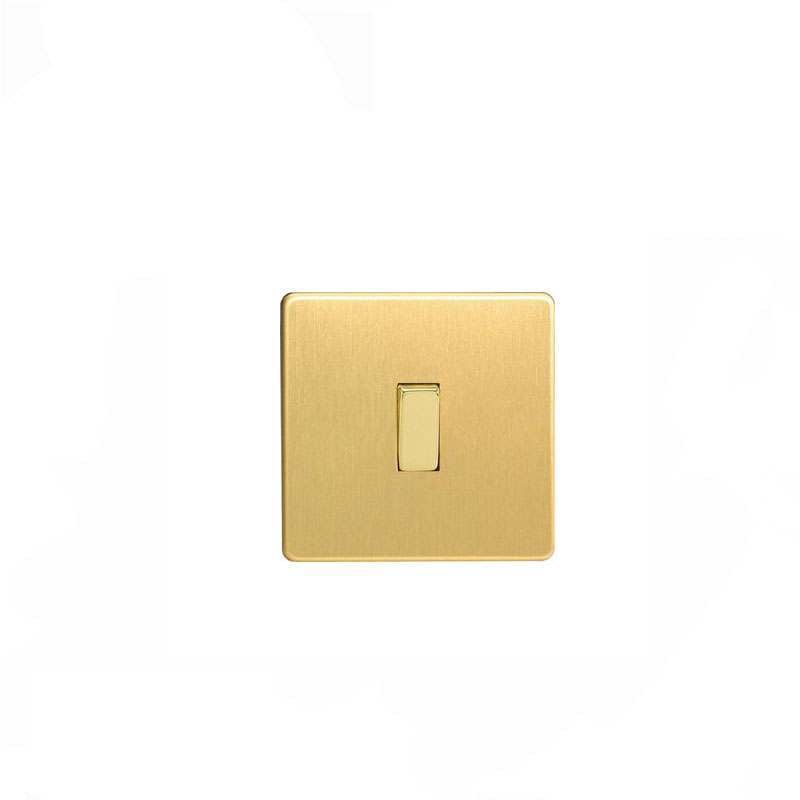 Varilight Screw Less Flat Plate 20A DP Switch Brushed Brass