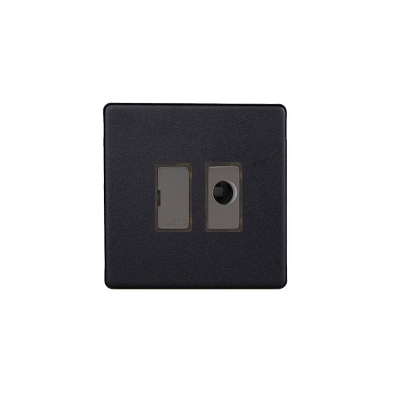 Varilight Urban 13A Unswitched Fused Spur with Flex Outlet Matt Black Screw Less Plate