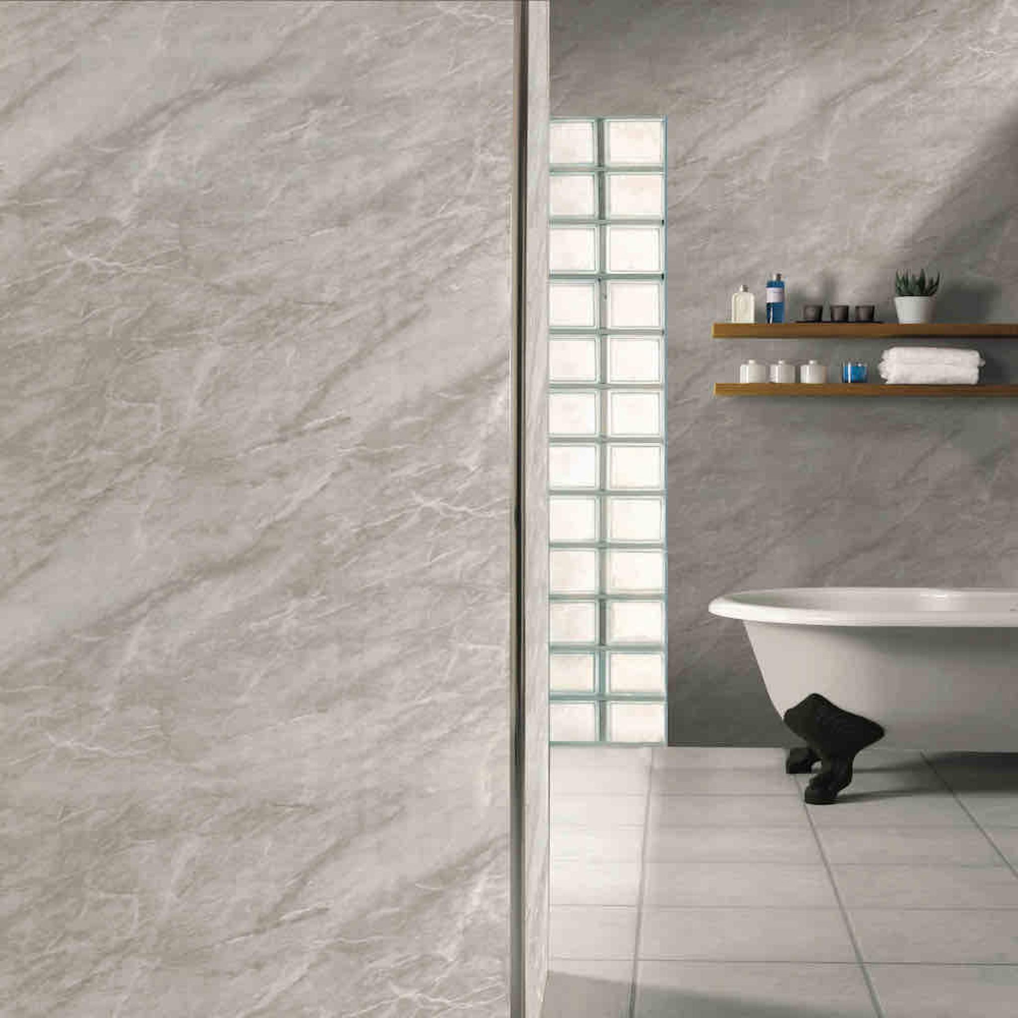 Light Grey Marble Gloss - PVC Shower & Bathroom Panel