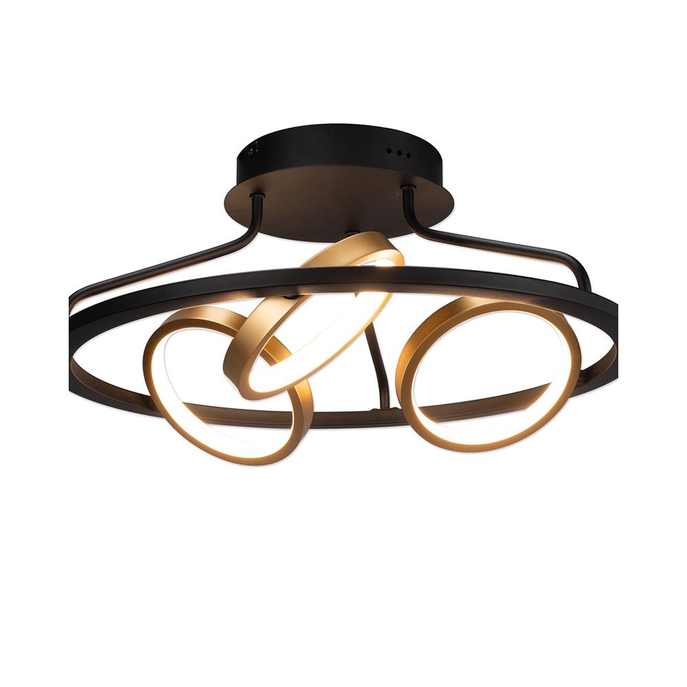 Luxuria Velvet 50cm Round Ceiling 3 Ring 25W LED 3200K 1375lm Satin Black / Gold