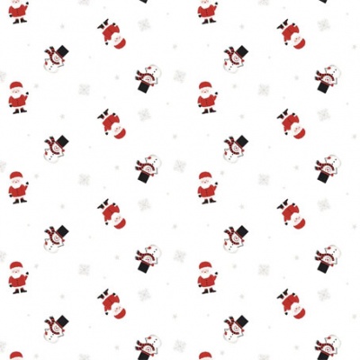 Cellophane Roll 80cm x 100m - WAVING SANTA & SNOWMAN