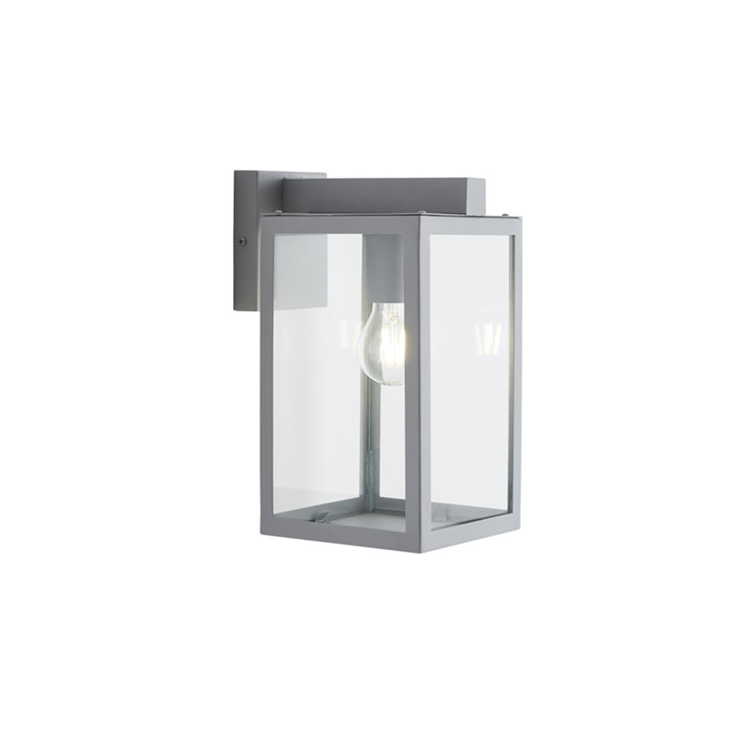 Forum Hestia Glass Panel Box Wall Lantern E27 Silver