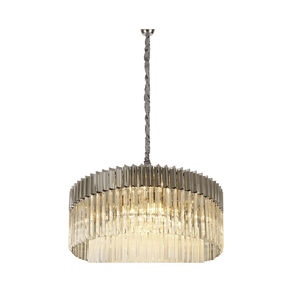 Luxuria Osiris 80cm Pendant Round 12 Light E14 Polished Nickel/Clear Sculpted Glass