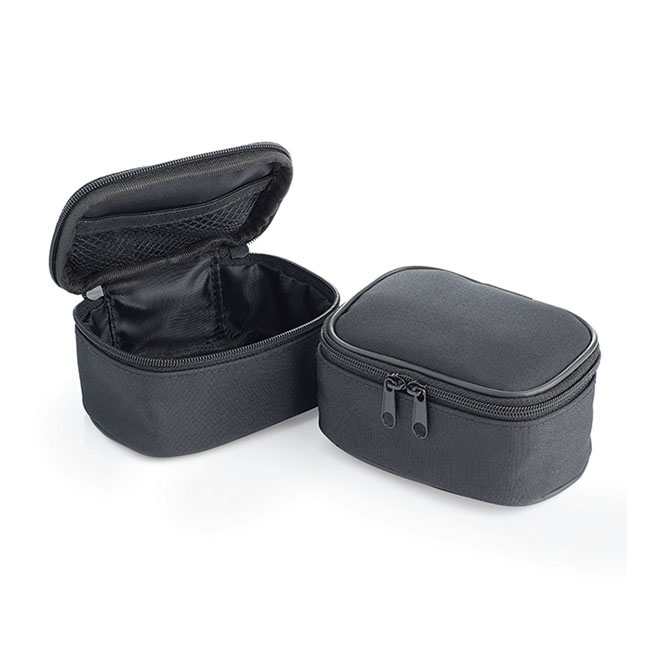 Handy Black Polyester Double Zippered Wash Bag