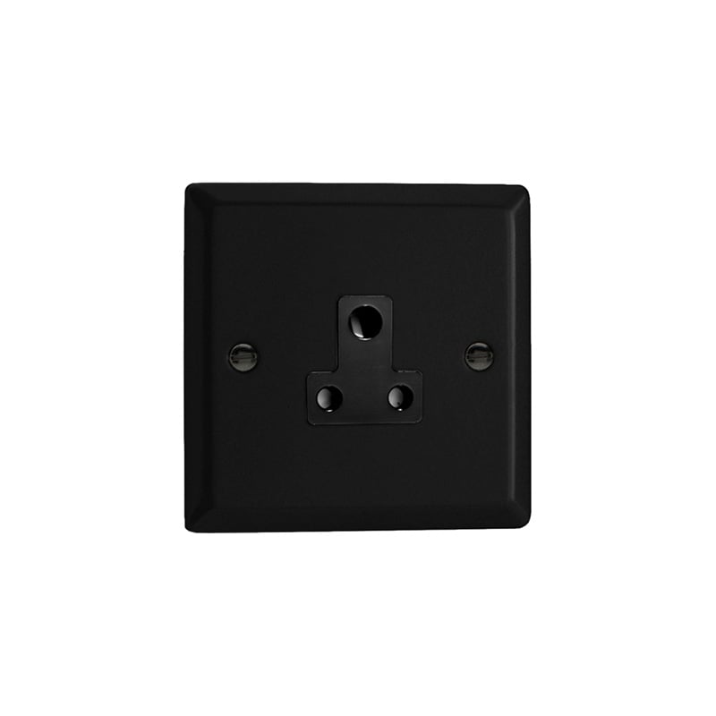 Varilight Urban 1G 5A Round Pin Sockets Matt Black (Standard Plate)