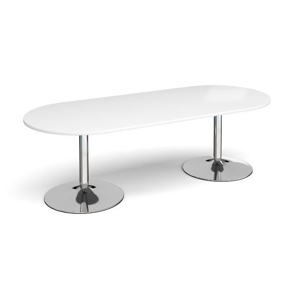 Trumpet Base Boardroom Table with Chrome Legs 8 People - White