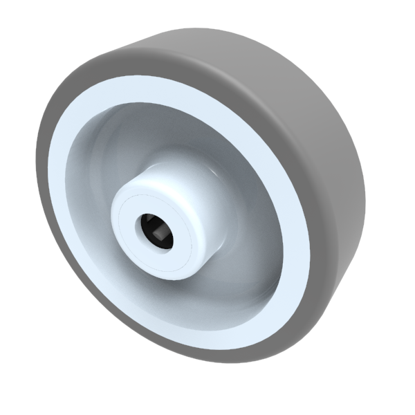 Soft Grey Polyurethane Nylon 100mm Roller Bearing Wheel 170kg Load