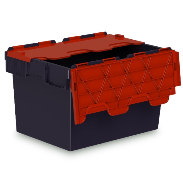 Attached Lid Container 64 Litre - Black/Red