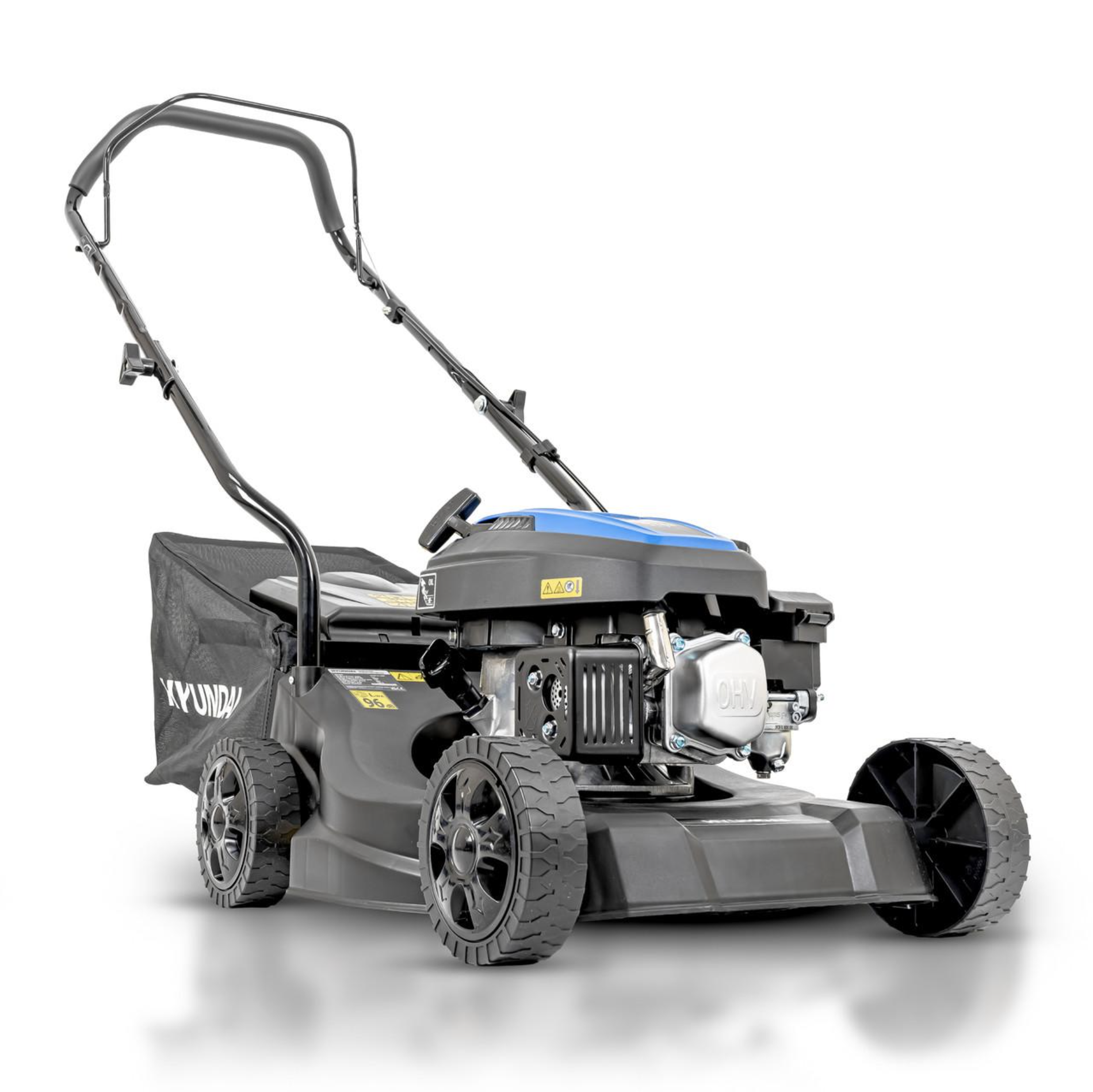 Hyundai 16’’ / 39cm Black Edition Hand Push Petrol Lawnmower, 131cc, 35L Grass Collect and Rear Discharge 