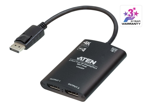 VS92DP - Aten - 2 Port True 4K DisplayPort MST Hub, DP Video Splitter