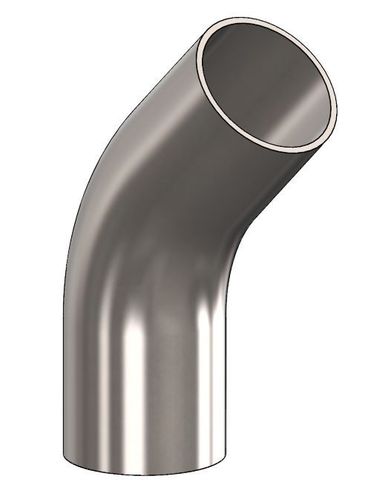 Weld Ended, DIN11865-A Metric, 45° Bend, 316 Stainless Steel, Dull Polish