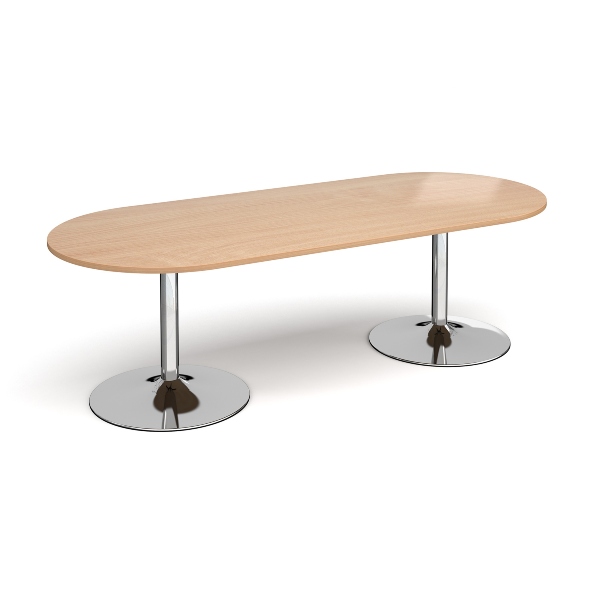 Trumpet Base Boardroom Table with Chrome Legs 8 People - Beech