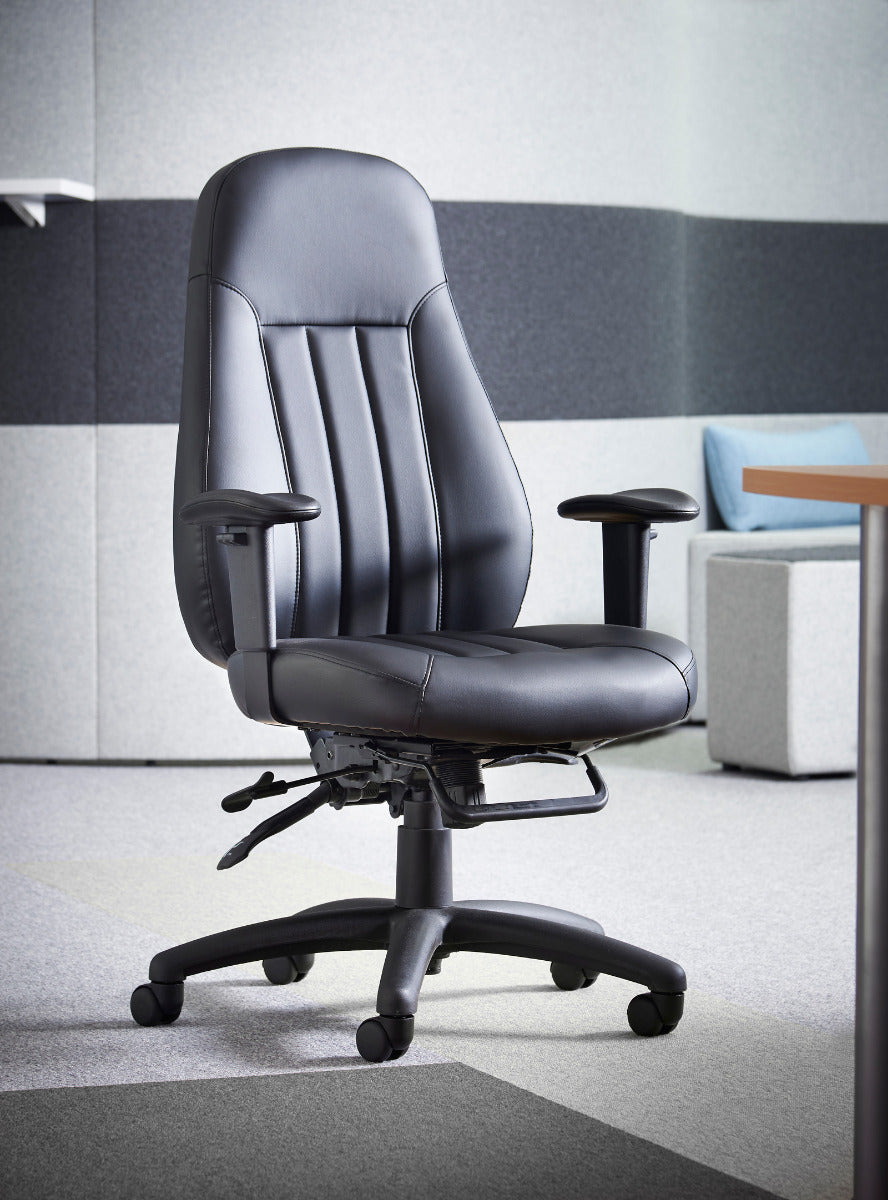 Specialising In Zeus High Back 24 Hour Black Faux Leather Operator/Office Chair UK