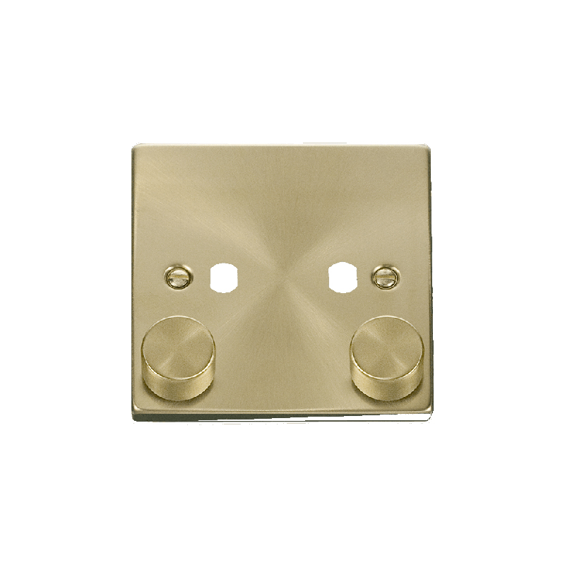 Click Deco 2 Gang Unfurnished Dimmer Plate and Knob (800W Max) Satin Brass