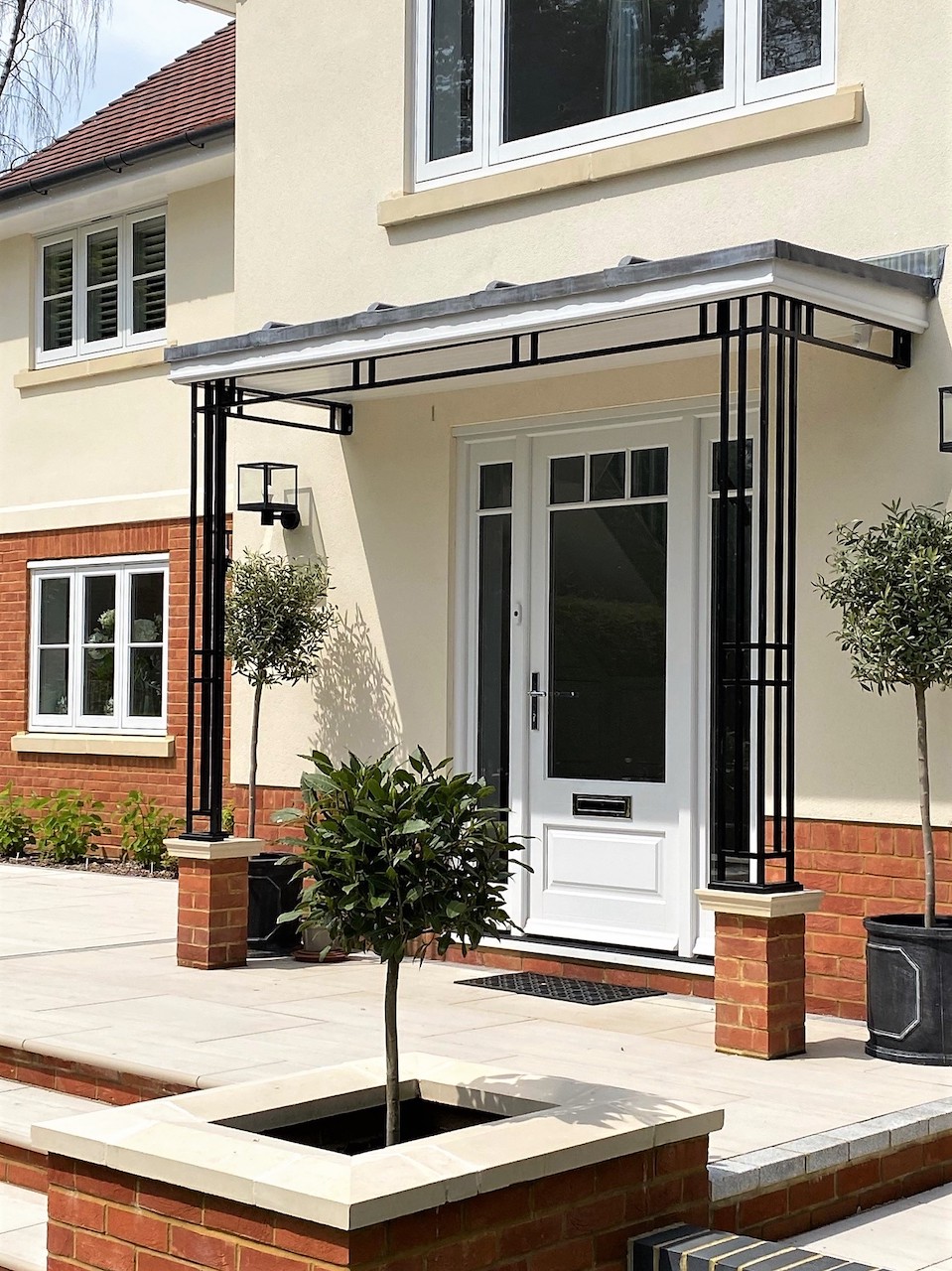 Contemporary Metal Porch with Flat Roof