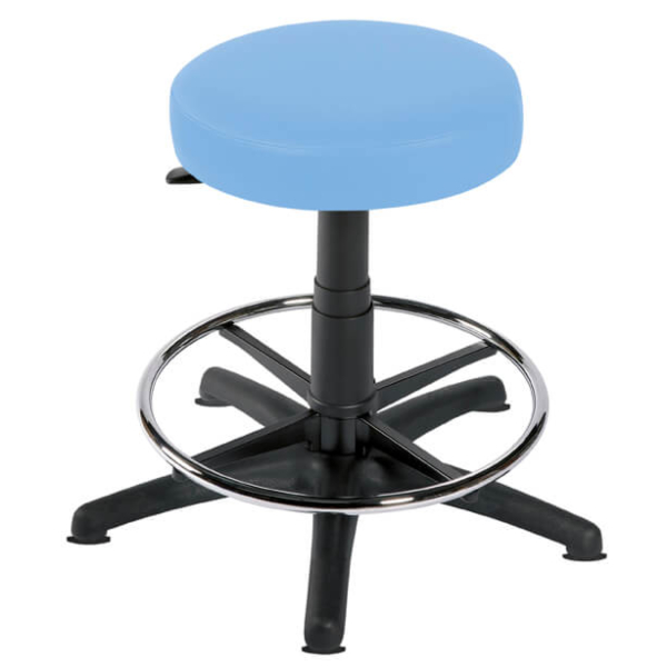 Gas Lift Examination Stool with Glides and Foot Ring - Cool Blue