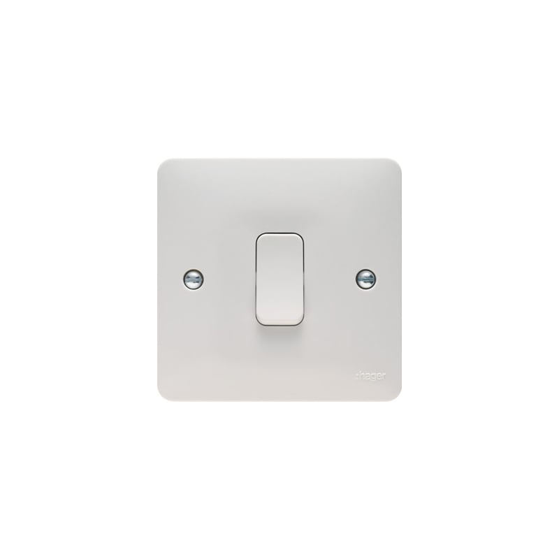 Hager Sollysta 10AX 1 Gang 1 Way Wall Switch White