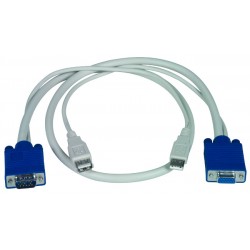 USBVEXT-3 - VGA USB Extension Cable Device 15HD Type A KVM Gold Plated 3 ft 15HD Male - USB Type A Male - 15HD Female - USB Type A Female White