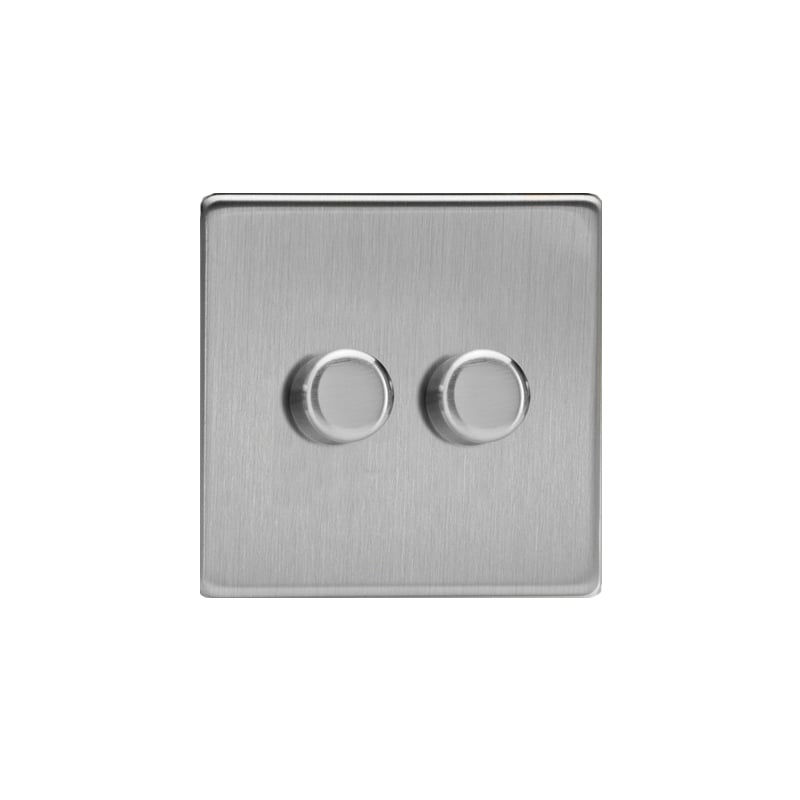 Varilight V-Pro 2 Gang LED Dimmer Switch Brushed Steel