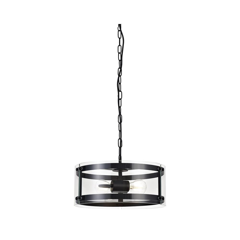 Luxuria Etoile 35cm Pendant Light 2xE27 Matt Black / Plain Clear (A) Glass