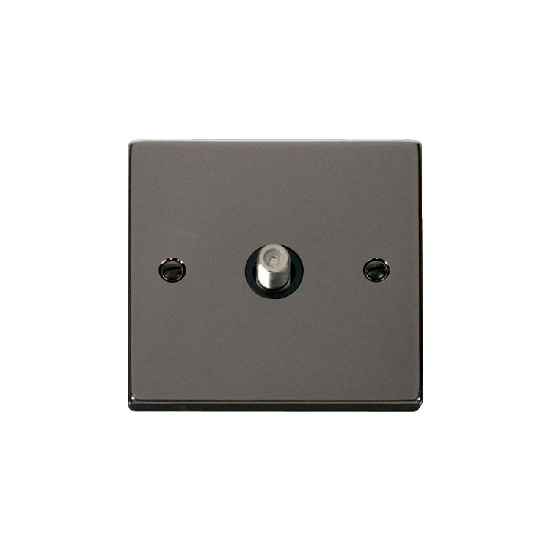 Click Deco 1 Gang Non-Isolated Satellite Socket Outlet Black Nickel Insert Black