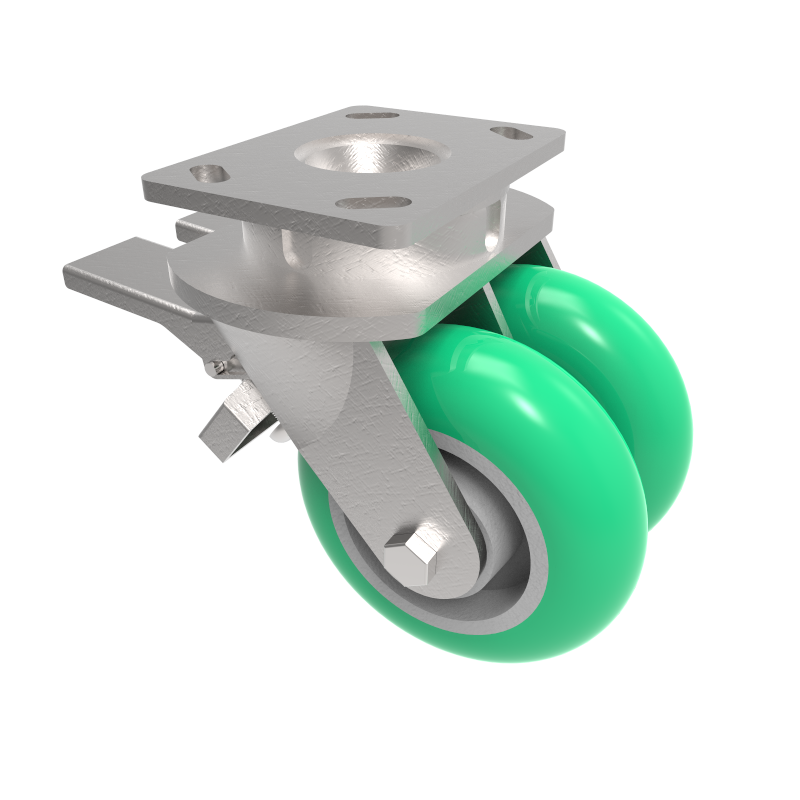 Soft Ergonomic Polyurethane Plate Swivel Castor Brake 150mm 1150kg Load