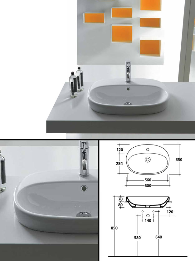 Organic Oval Counter Sunk Basin (9GG)