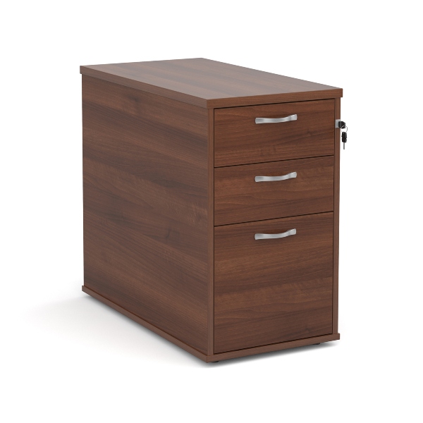 Desk High Pedestal with Silver Handles 800mm Deep - Walnut