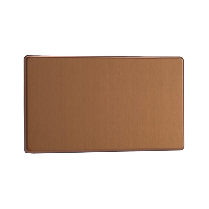 Varilight Urban Double Blank Plate Brushed Bronze Screw Less Plate