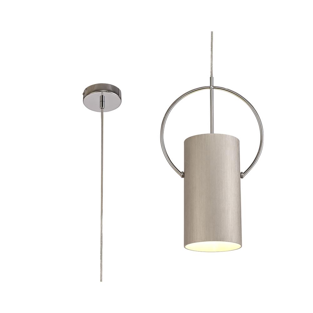 Luxuria Corvus Single Pendant Light E27 Satin Nickel/Polished Chrome