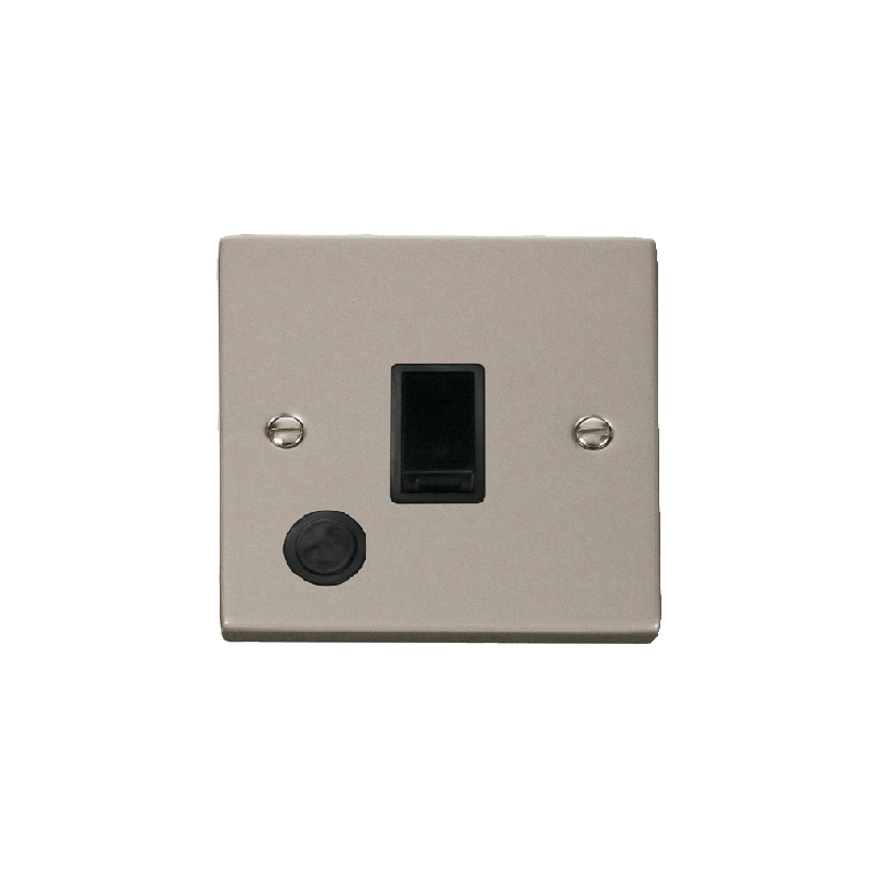 Click Deco 20A 1 Gang DP Switch With Flex Outlet Pearl Nickel Insert Black