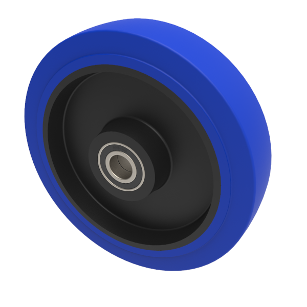 Blue Elastic Rubber 75ShoreA 250mm Ball Bearing Wheel 500kg Load