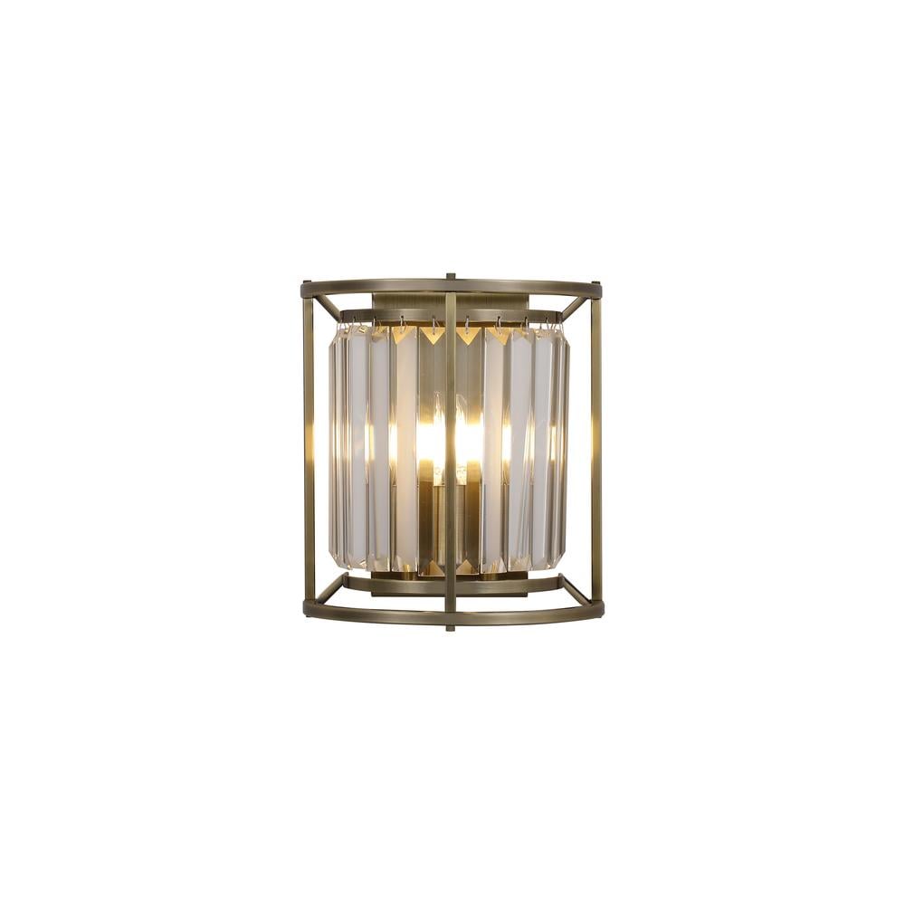 Luxuria Pantheon Wall Light 2xE14 Antique Brass / Clear